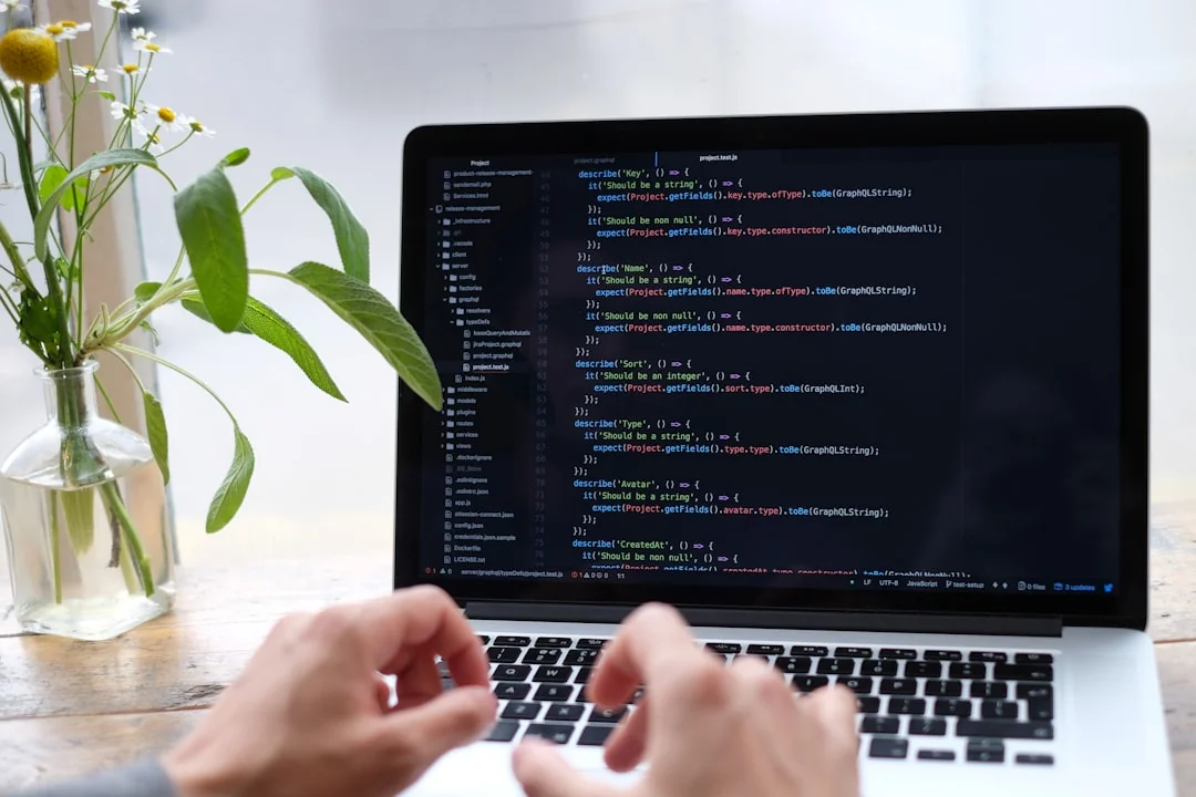 A contemporary computer display showing web design tasks, highlighting creative visuals within a workspace.